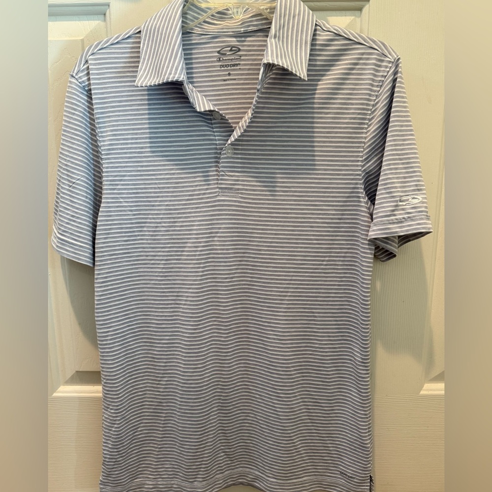Champion Men's Light Gray Striped Polo Shirt